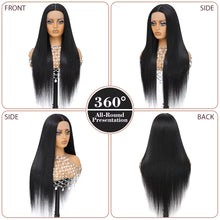 Load image into Gallery viewer, Natural Black Straight Glueless Synthetic 13X6 HD Lace Frontal Wig
