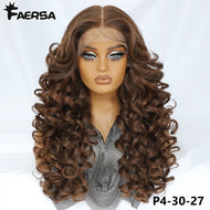 Brown Curly Glueless Synthetic 13X6 HD Lace Frontal Wig