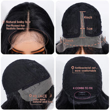 Load image into Gallery viewer, Black Straight Synthetic 13X4 Lace Frontal Wig

