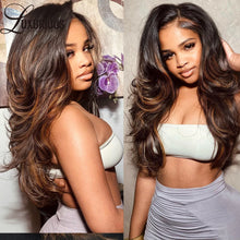 Load image into Gallery viewer, Ombre Brown w/ Blonde Highlights Wavy Glueless 13X4 Lace Frontal Wig
