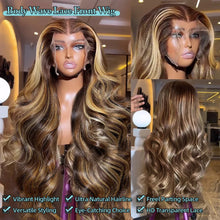 Load image into Gallery viewer, Brown w/ Blonde Highlights Body Wave 13X6 Lace Frontal Wig
