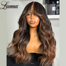 Load image into Gallery viewer, Ombre Brown w/ Blonde Highlights Wavy Glueless 13X4 Lace Frontal Wig
