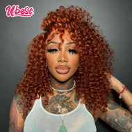 Ginger Brown Water Wave Curly 13X6 Brazilian Lace Frontal Wig
