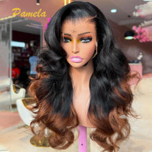 Load image into Gallery viewer, Ombre Black &amp; Brown Body Wave Glueless 4X4 Closure 13X4 Frontal Lace Wigs
