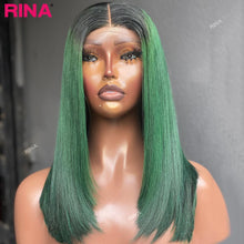 Load image into Gallery viewer, Ombre Green Straight Bob Brazilian 13X4 Lace Frontal Wig
