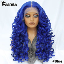 Load image into Gallery viewer, Electric Blue Curly Glueless Synthetic 13X6 HD Lace Frontal Wig
