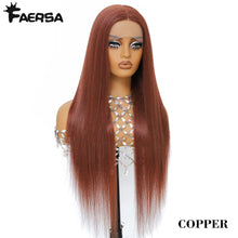 Load image into Gallery viewer, Copper Straight Glueless Synthetic 13X6 HD Lace Frontal Wig
