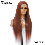 Copper Straight Glueless Synthetic 13X6 HD Lace Frontal Wig