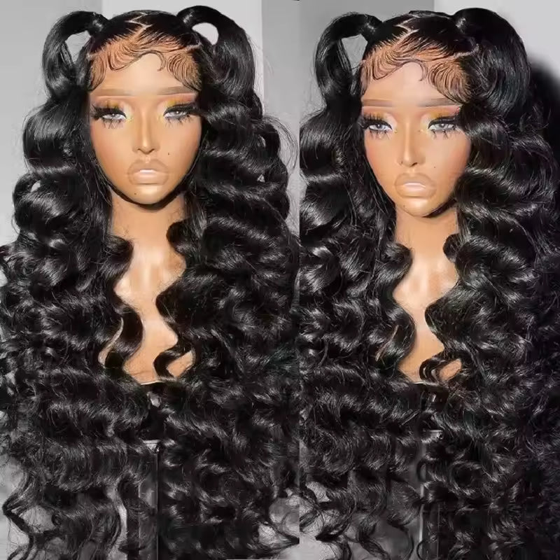Black Loose Deep Wave Brazilian 13X6 HD Lace Frontal 360 Full Wigs