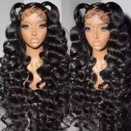 Black Loose Deep Wave Brazilian 13X6 HD Lace Frontal 360 Full Wigs