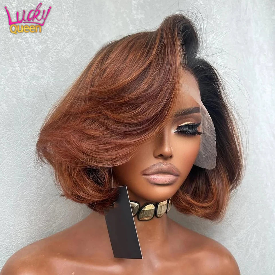 Ombre Brown BOB Body Wave Brazilian 13X4 Lace Frontal Wig