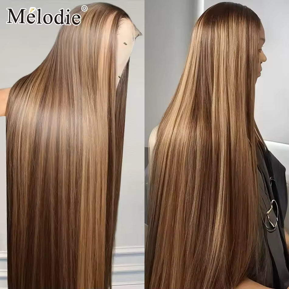 Brown w/ Blonde Highlights 13X6 Lace Frontal Wig