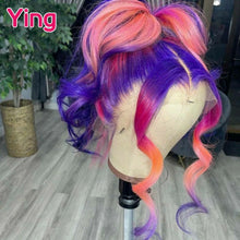 Load image into Gallery viewer, Purple, Pink, Orange Body Wave 13X6 Lace Brazilian Frontal Wig w/ Baby Hair
