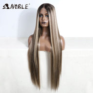 Ombre Brown w/ Ash Blonde Straight Synthetic 13X4 Lace Frontal Wig