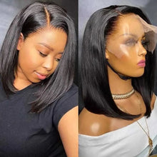 Load image into Gallery viewer, Black Brazilian 13X4 Bob Lace Frontal Wigs Side Part /Middle Part
