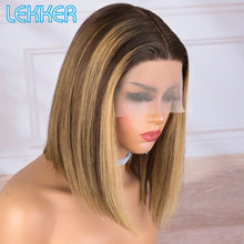Load image into Gallery viewer, Brown w/ Blonde Highlights Brazilian 13X6 Bob Lace Frontal Wig
