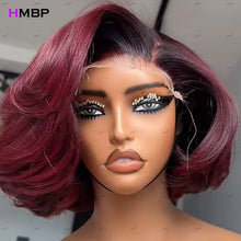 Load image into Gallery viewer, Ombre Burgundy BOB Body Wave Glueless 5X5 Closure 13X6 HD Lace Frontal Wigs

