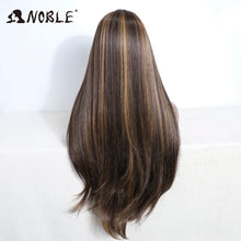 Load image into Gallery viewer, Brown w/ Blonde Highlights Straight Synthetic 13X4 Lace Frontal Wig
