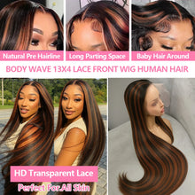 Load image into Gallery viewer, Ombre Brown 13X4 Brazilian HD Lace Frontal Wig
