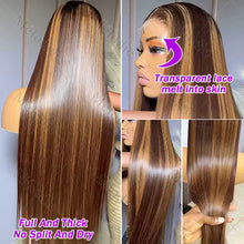 Load image into Gallery viewer, Brown w/ Blonde Highlights 13X6 Lace Frontal Wig
