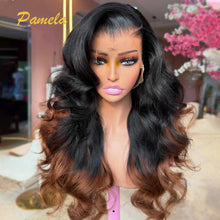 Load image into Gallery viewer, Ombre Black &amp; Brown Body Wave Glueless 4X4 Closure 13X4 Frontal Lace Wigs
