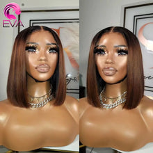 Load image into Gallery viewer, Ombre Brown Bob Brazilian Glueless 13X6 HD Lace Frontal Wig
