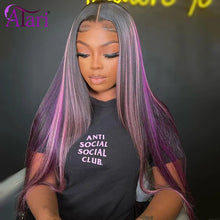 Load image into Gallery viewer, Purple Highlights Straight Brazilian 13X6 Lace Frontal Wig
