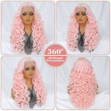 Load image into Gallery viewer, Pink Curly Glueless Synthetic 13X6 HD Lace Frontal Wig
