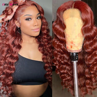 Burgundy Deep Wave Brazilian 13X6 Lace Frontal Wig