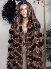 Load image into Gallery viewer, Black w/Brown Highlights Brazilian 13X4 13X6 Lace Frontal Wigs

