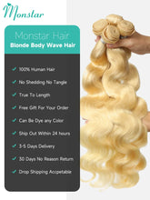 Load image into Gallery viewer, Platinum Blonde Body Wave Brazilian Hair Bundle Extensions 1pc 3pc 4pc
