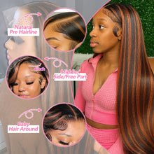 Load image into Gallery viewer, Ombre Brown 13X4 Brazilian HD Lace Frontal Wig
