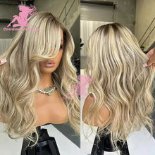 Load image into Gallery viewer, Honey Brown w/ Platinum Blonde Highlights 13X6 360 Brazilian Lace Frontal Wigs
