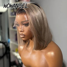 Load image into Gallery viewer, Ash Blonde Ombre Bob Brazilian 13X6 HD Lace Frontal Wig
