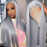 Silver Bone Straight Brazilian 13X4 13X6 HD Lace Frontal Wigs