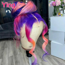 Load image into Gallery viewer, Purple, Pink, Orange Body Wave 13X6 Lace Brazilian Frontal Wig w/ Baby Hair
