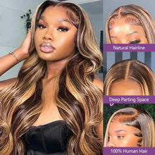 Load image into Gallery viewer, Brown w/ Blonde Highlights Brazilian 13X6 Lace Frontal Wig
