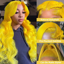 Load image into Gallery viewer, Electric Yellow Body Wave Brazilian 13X6 HD Lace Frontal Wig
