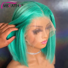 Load image into Gallery viewer, Blonde /Silver /Purple /Burgundy /Mint Green 13X4 Bob Lace Frontal Wigs
