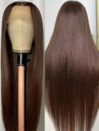 Chocolate Brown Bone Straight Brazilian 13X6 Lace Frontal Wig