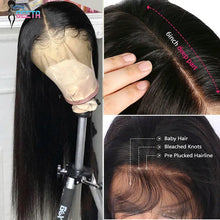 Load image into Gallery viewer, Black Bone Straight Brazilian 13X6 HD Lace Frontal Wig w/ Baby Hair
