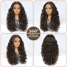 Load image into Gallery viewer, Dark Brown Curly Glueless Synthetic 13X6 HD Lace Frontal Wig
