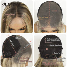 Load image into Gallery viewer, Platinum &amp; Ash Blonde Highlights Body Wave Synthetic 13X6 Lace Frontal Wig
