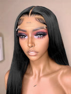 Black Bone Straight Brazilian 13X6 Lace Frontal Wig w/ Baby Hair