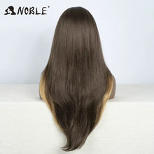 Load image into Gallery viewer, Brown w/ Blonde Highlights Loose Wave Synthetic 13X4 Lace Frontal Wig
