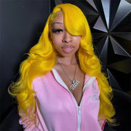 Electric Yellow Body Wave Brazilian 13X6 HD Lace Frontal Wig