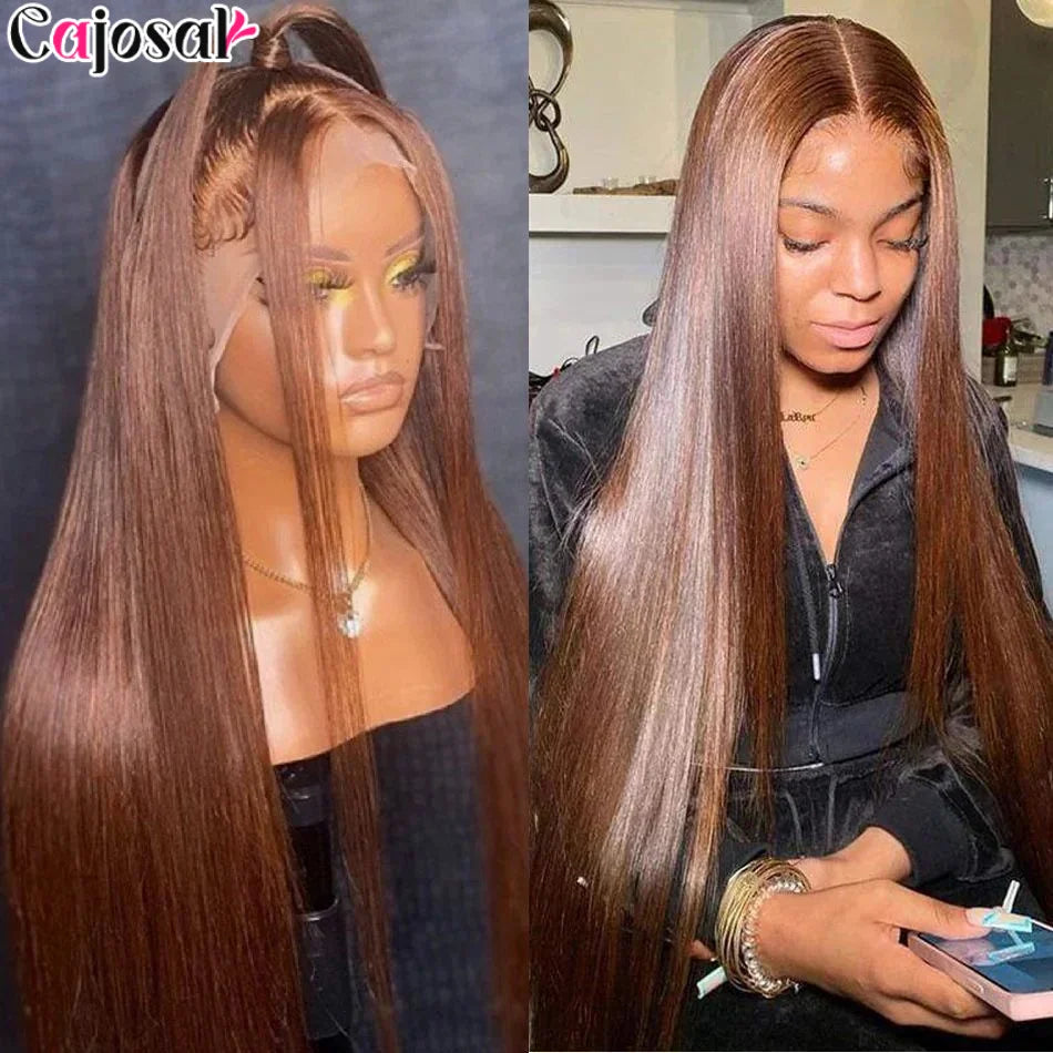 Honey Brown Bone Straight Brazilian 13X6 HD Lace Frontal Wig